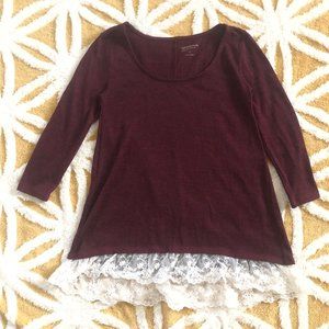 Arizona Maroon Long Sleeve Top Sz. XS